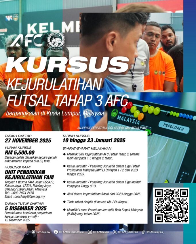 Kursus Kejurulatihan Futsal AFC Level 3: Membangunkan Kemahiran dan Strategi dalam Futsal di Malaysia
