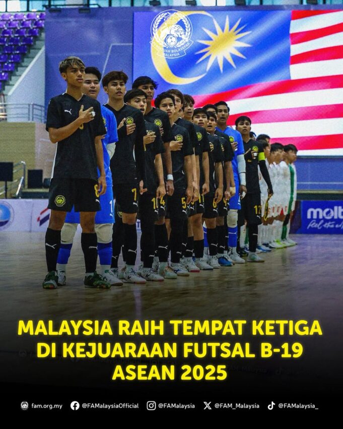 Malaysia Cemerlang, Raih Tempat Ketiga Dalam Kejuaraan Futsal B-19 ASEAN 2025