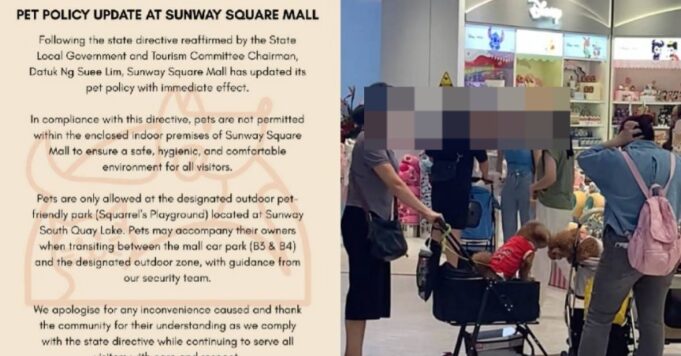 Prihatin terhadap kebimbangan pengunjung, Sunway Square Mall mengambil langkah tegas dengan melarang kemasukan haiwan ke dalam premis. Keputusan ini diambil untuk memastikan keselamatan dan keselesaan semua pengunjung. Mall berkenaan berharap dengan larangan ini, suasana lebih selesa dapat terjamin dan kebersihan premis dapat dipelihara.