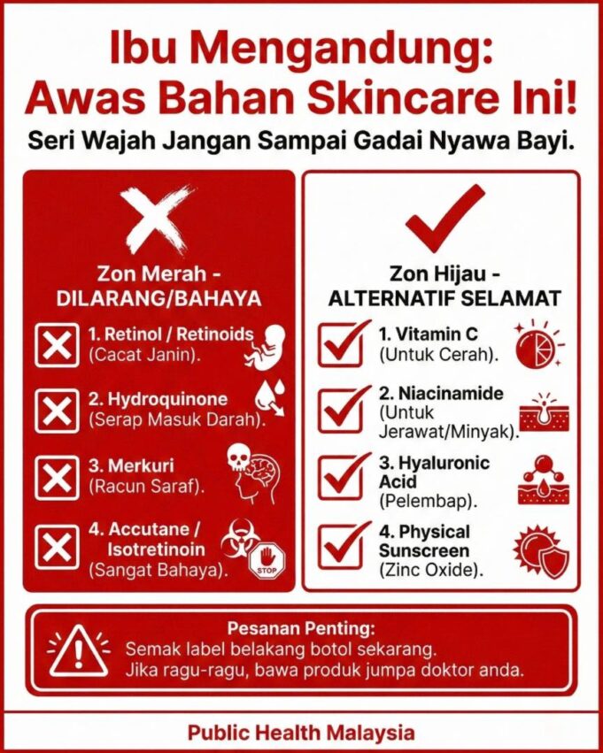 Semak Label Skincare Anda: Ibu Mengandung, Apa yang Perlu Dihindari!