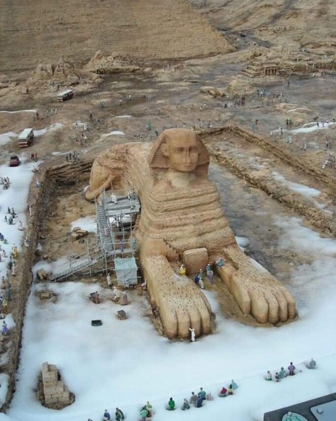 The Enigmatic Sphinx: A Snow-Kissed Wonder