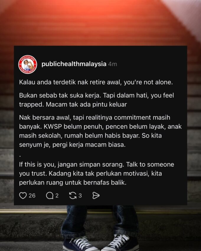 Fahamkan bahawa ramai yang rasa nak “undur awal” bukan hanya sebab kerja itu susah, tetapi kerana tekanan mental, kurang sokongan, dan persekitaran kerja yang tidak positif.
Tajuk: “Mengapa Tekanan Mental dan Persekitaran Kerja Mempengaruhi Keputusan untuk Undur Awal”
