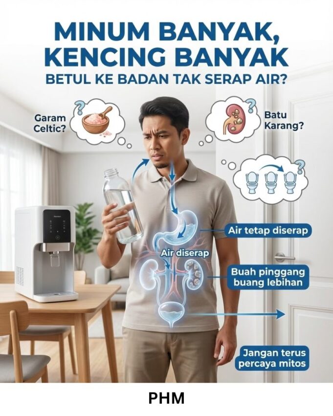 Minum Air Banyak: Mengapa Perlu Ke Tandas Lebih Sering?