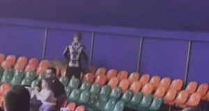 Harimau melarikan diri di sirkus, penonton berlari mencari tempat selamat.