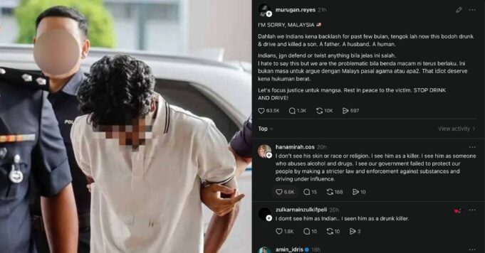 “Permohonan Maaf Saya kepada Malaysia” – Seorang lelaki berbangsa India menyeru agar masyarakat tidak melindungi pemandu yang mabuk. Beliau menekankan pentingnya memberikan fokus kepada keadilan bagi mangsa.