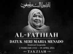 Seniwati legendaris Maria Menado telah berpulang ke hadrat Ilahi pada usia 94 tahun. Almarhumah dikenang sebagai sosok yang memberikan sumbangan besar dalam dunia seni, terutama di bidang musik dan teater. Meskipun perjalanan hidupnya penuh warna dan pencapaian, kehilangannya meninggalkan duka mendalam di kalangan penggemar dan pelaku seni di tanah air. Kenangan tentang bakat dan dedikasinya akan terus hidup dalam ingatan generasi mendatang.