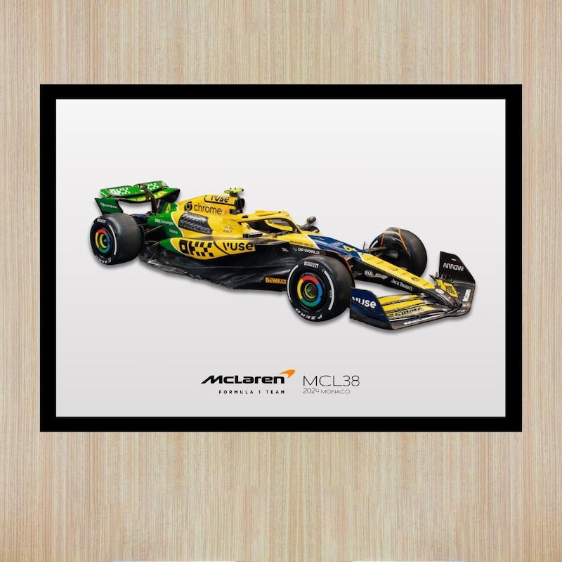 2024 McLaren F1 MCL38 Monaco F1 Poster Canvas Print F1 Car Poster F1 Poster Lando Norris Poster Oscar Piastri Poster