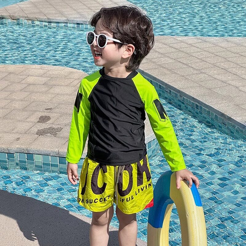 baju mandi budak lelaki baju renang budak Baju renang kanak-kanak lelaki baju renang baju renang 2025 musim panas baru kanak-kanak lelaki pelindung matahari lengan panjang baju renang cepat kering