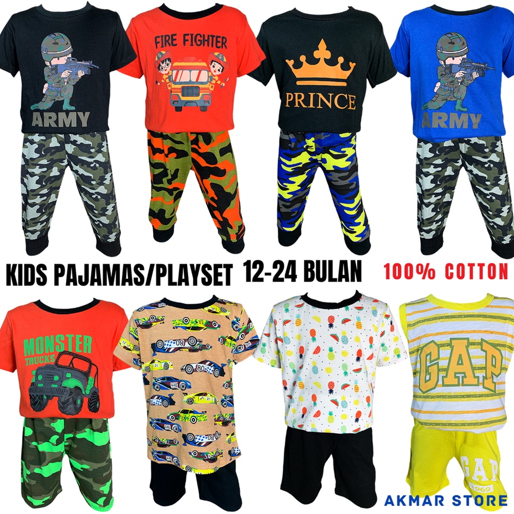 BAJU TIDUR BABY, PLAYSET BUDAK SIZE 12-24 BULAN, PYJAMA BUDAK LELAKI, BAJU SIANG BUDAK, BOYS CLOTHING SETS, BAJU BABY