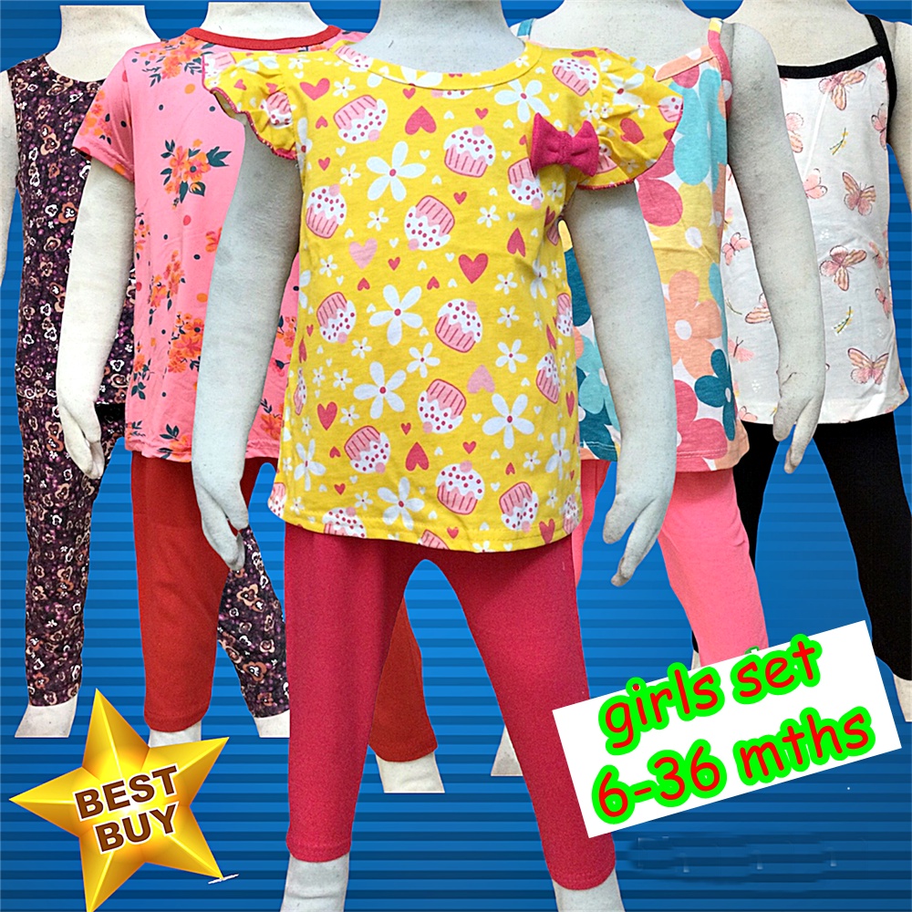 B ; Set Baju Jalan Baby, Baju Tidur Kanak-Kanak Perempuan, Pyjamas Baby, Girls Pajamas, Set Baju Budak, Baju Siang