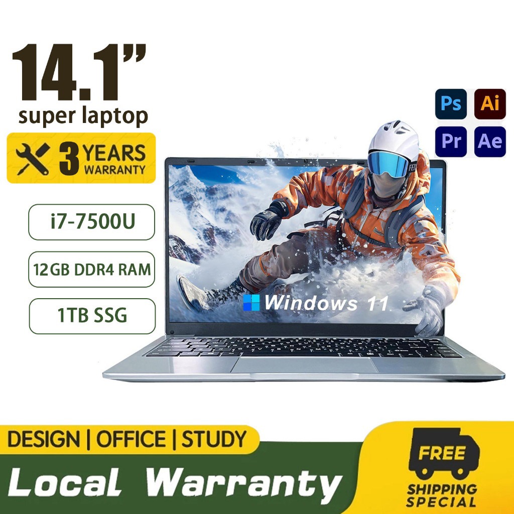 【3 Years Warranty】 Intel Core i7 Laptop New Laptop Intel CPU Performance Upgrade RAM-16GB/12GB , SSD-1TB/2TB Windows 11