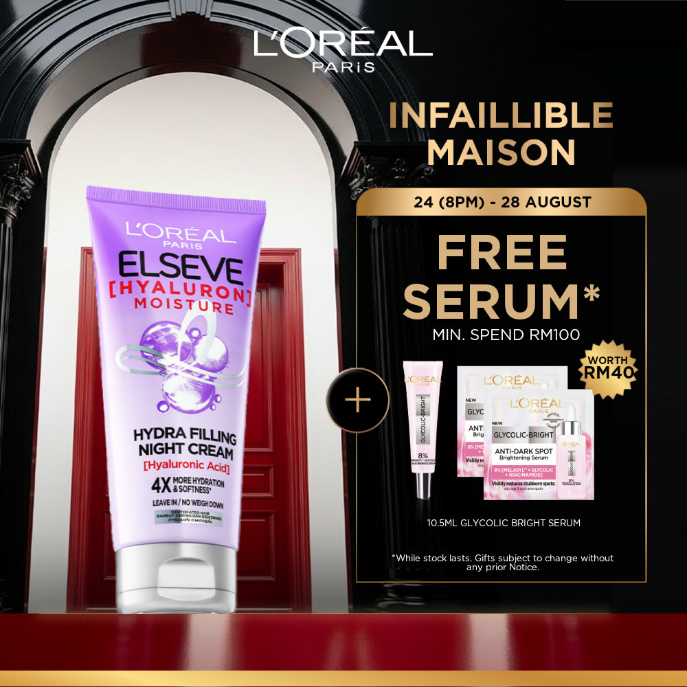 L’Oréal Paris Hyaluron Moisture Night Cream (150ml) 4x Hydration Hydra Filling Hair Treatment